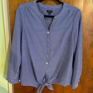 Talbots Navy and White Striped Blouse